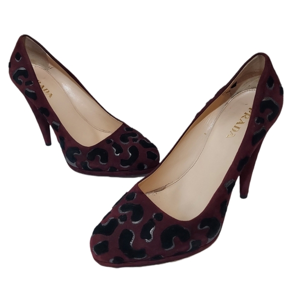 Prada Leopard Print Heels Pumps Size 38.5 - Picture 2 of 13